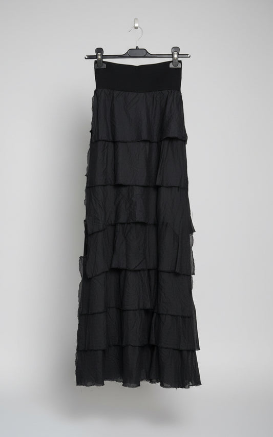 Black ruffled maxi skirt 100% cotton