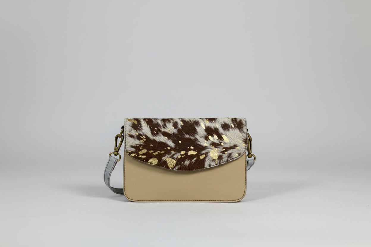Animal and gold print 100% leather handbag