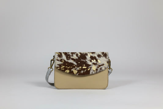 Animal and gold print 100% leather handbag