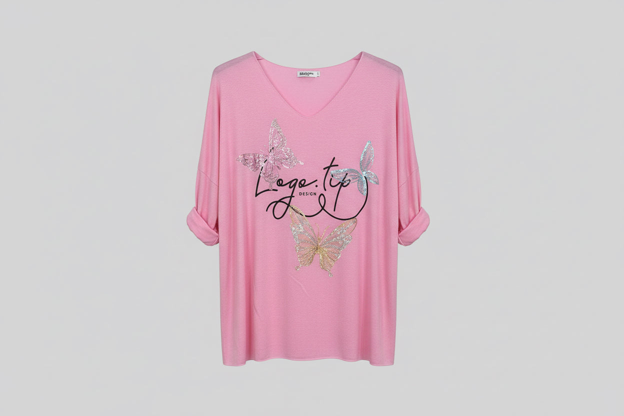 Long sleeve butterfly logo t-shirt