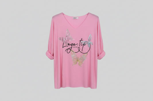 Long sleeve butterfly logo t-shirt