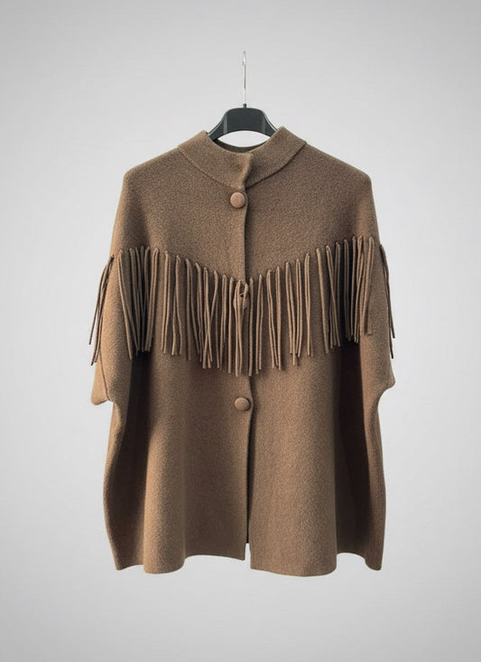 Knit Jacket, Brown Buttoned Front