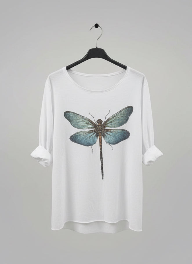 Motif Dragonfly t-shirt 100% cotton