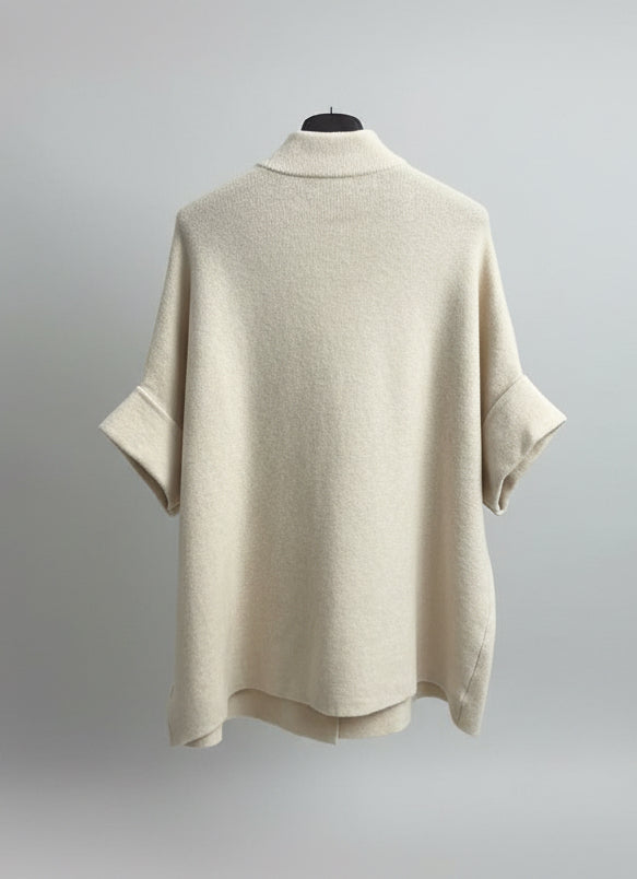 Knit Jacket, Beige Buttoned Front