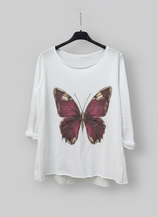 Motif butterfly t-shirt 100% cotton