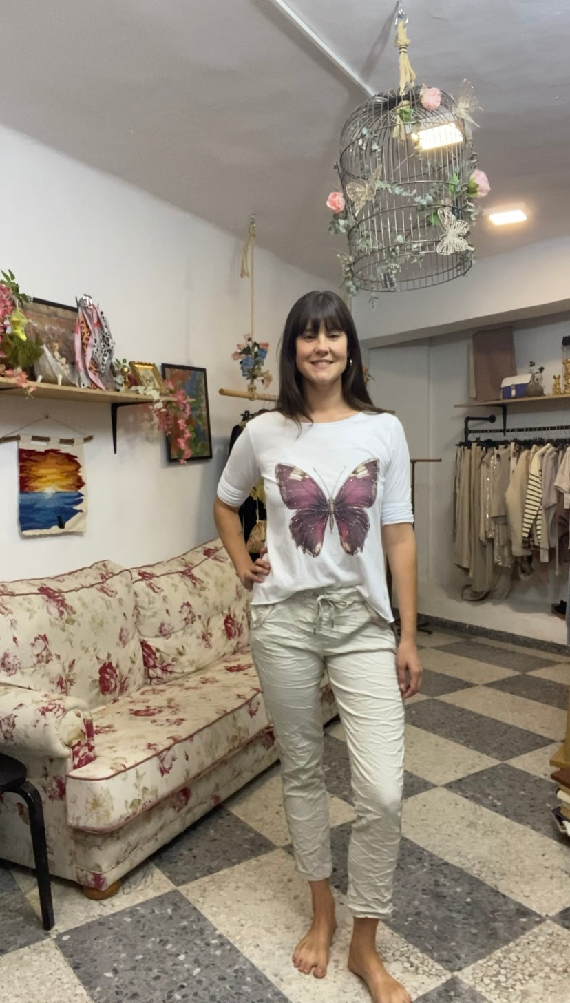 Motif butterfly t-shirt 100% cotton