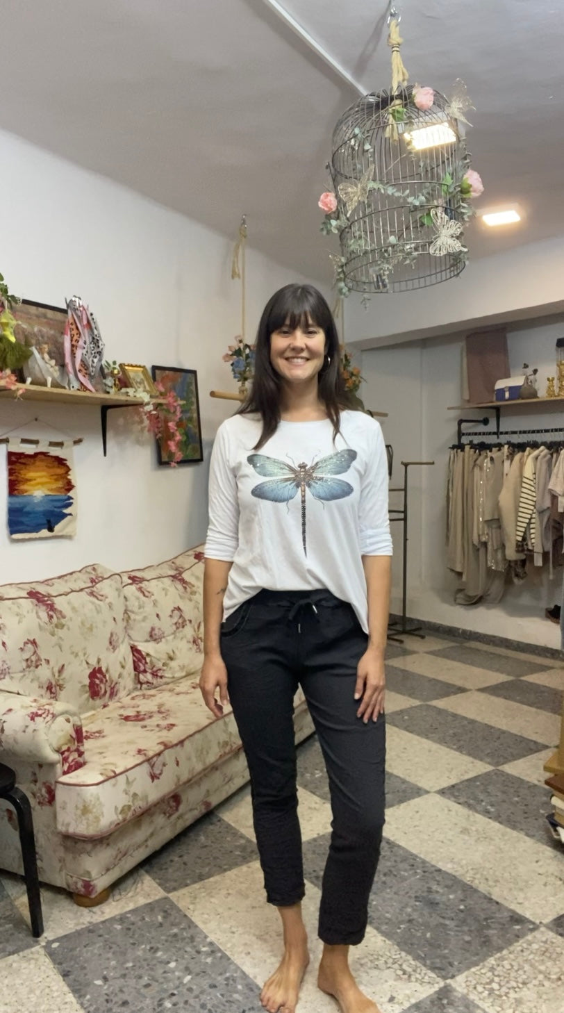 Motif Dragonfly t-shirt 100% cotton
