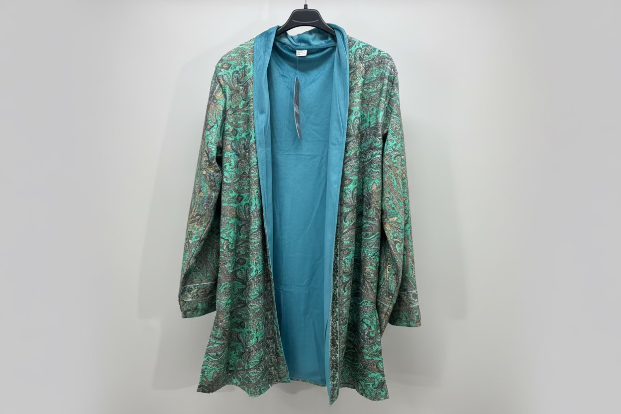 Velvet Lined Kimono Aqua