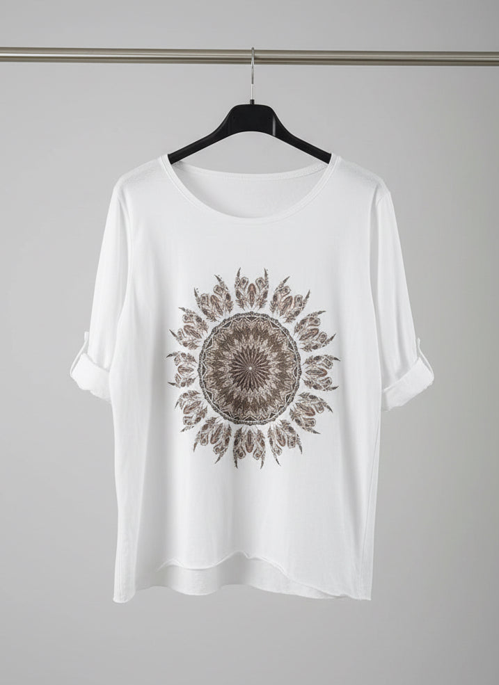 Motif mandala t-shirt 100% cotton