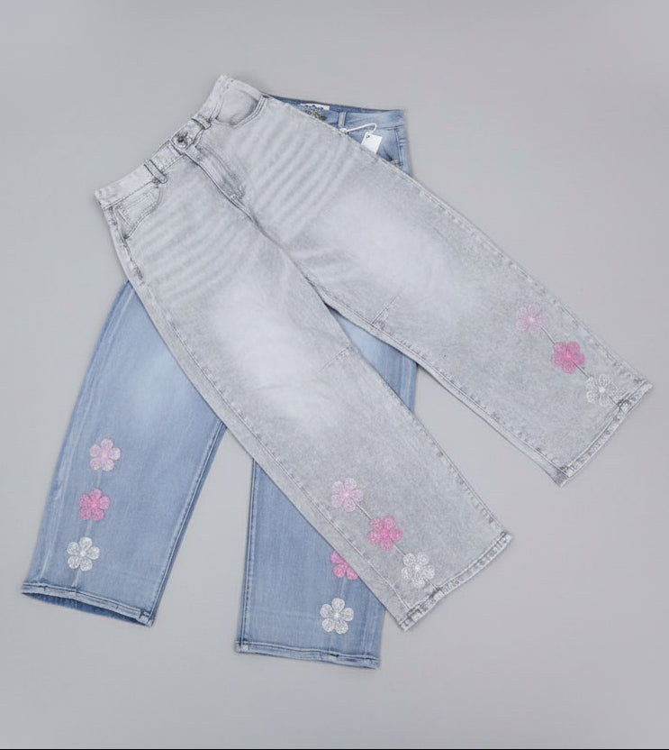 Ankle Floral Print Jeans