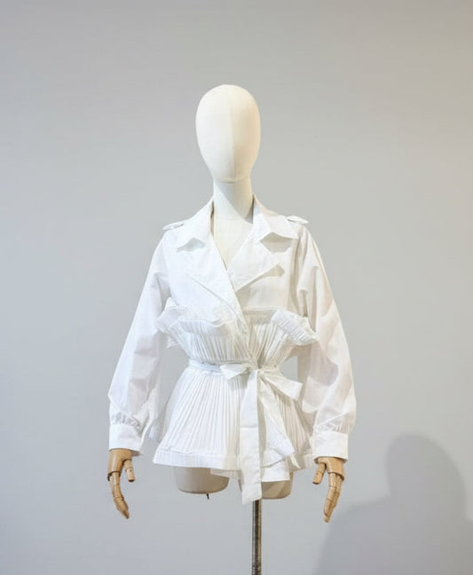 Structured Frilled Shirt White
