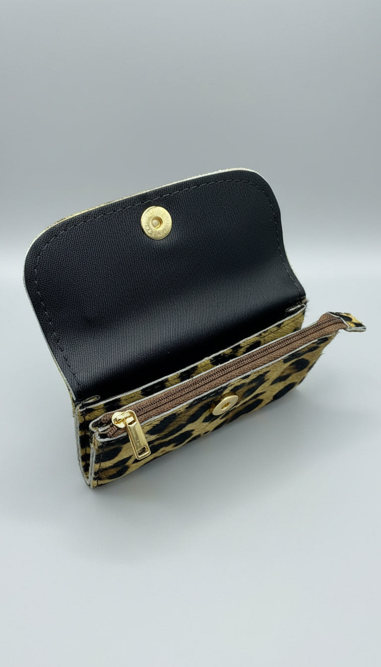 Leopard 100% leather purse